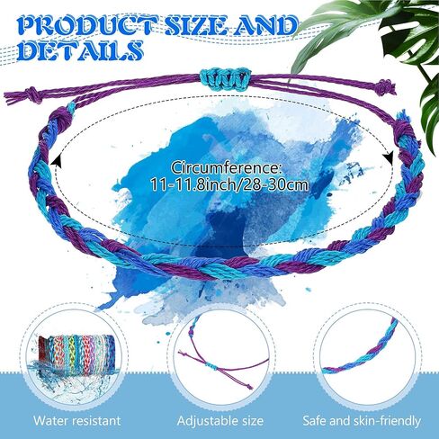 Hicarer 30 Pieces Friendship Bracelets Wave Handmade Kids Woven Braided Bracelet Waterproof Rope Bracelet Surfer Adjustable Bohemian Wrist Cord for Women Men Jewelry Party Accessories in Saudi Arabia