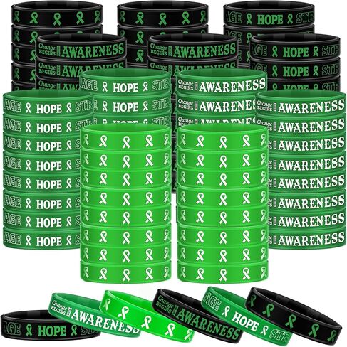 Sosation Mental Health Awareness Bracelet Green Awareness Ribbon Silicone Bracelets with Inspirational Saying Unisex Depression Awareness Bracelet for Women Men, 6 Styles in Kuwait