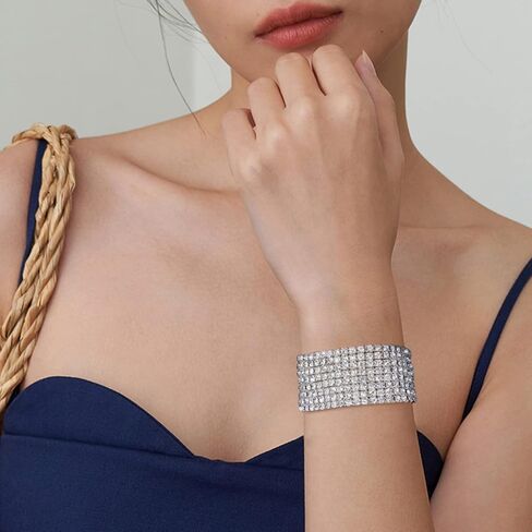 Zealmer Sparkle Multicolor Rhinestone Stackable Stretch Bracelets for Women in Kuwait