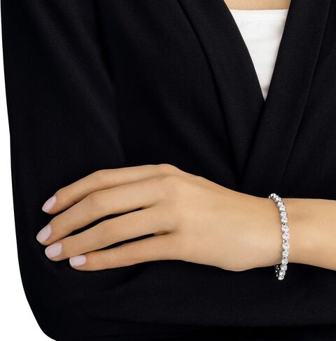 Swarovski Tennis Bracelet and Earring Jewelry Collection, Rhodium Finish, Clear Crystals in Saudi Arabia