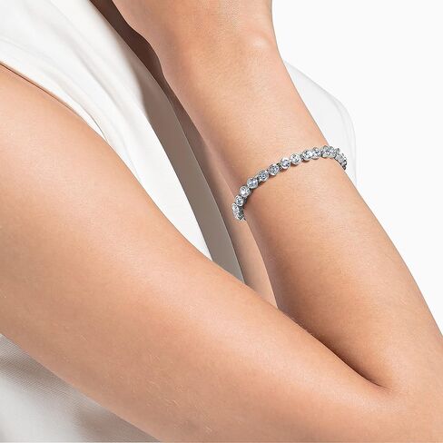 Swarovski Tennis Bracelet and Earring Jewelry Collection, Rhodium Finish, Clear Crystals in Saudi Arabia