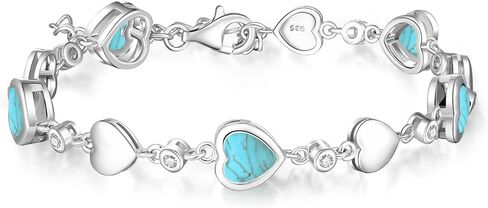 Carleen Birthstone Bracelets for Women 925 Sterling Silver Five Heart Station Created Gemstone Tennis Bracelet Jewelry Anniversary Birthday for Girls Wife, 7"+1.2" Extender in Saudi Arabia