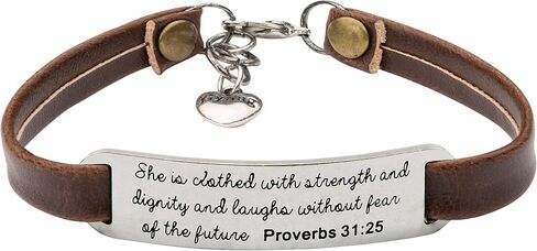 UNQJRY Leather Bracelet for Women Teens Christian Engraved Ornament Jewelry Gift Inspirational Vintage Stretch Religion Bible Verse Christmas Gifts in Kuwait