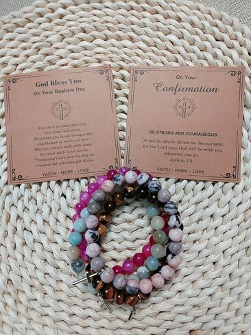 هدايا مسيحية من جيلكوني للنساء والرجال، سوار متقاطع من الحجر الطبيعي، هدايا دينية كاثوليكية للنساء والرجال والمراهقين والبنات والحفيد in Kuwait