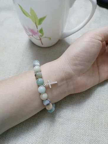 هدايا مسيحية من جيلكوني للنساء والرجال، سوار متقاطع من الحجر الطبيعي، هدايا دينية كاثوليكية للنساء والرجال والمراهقين والبنات والحفيد in Kuwait