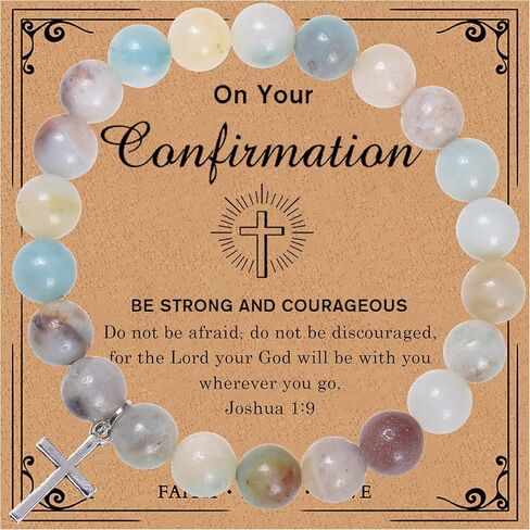 هدايا مسيحية من جيلكوني للنساء والرجال، سوار متقاطع من الحجر الطبيعي، هدايا دينية كاثوليكية للنساء والرجال والمراهقين والبنات والحفيد in Kuwait