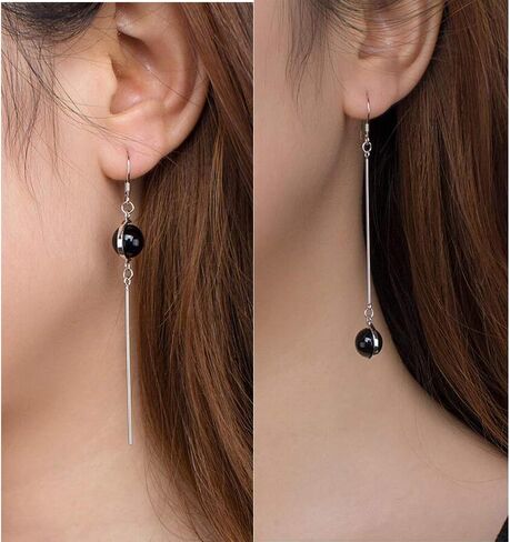 ZEONMEI Sterling Silver Jewelry Sets Asymmetric Earrings with Black Onyx in Saudi Arabia