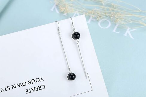 ZEONMEI Sterling Silver Jewelry Sets Asymmetric Earrings with Black Onyx in Saudi Arabia