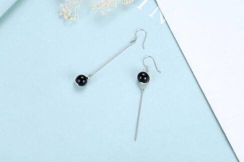 ZEONMEI Sterling Silver Jewelry Sets Asymmetric Earrings with Black Onyx in Saudi Arabia