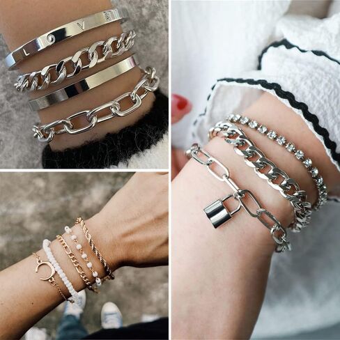 مجموعة مجوهرات IFKM 36 قطعة مطلية بالفضة مع 3 قطع قلادة، 12 قطعة سوار، 7 قطع أقراط للأذن، 14 قطعة من خواتم المفصل للنساء والفتيات هدية عيد الحب وعيد الميلاد in Kuwait