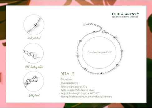 CHIC & ARTSY 925 سوار الكاحل من الفضة الاسترليني خلخال متعدد الطبقات للنساء الأقمار الصناعية، نجمة، صليب، دائرة، فراشة، دمعة، قرص بيضاوي الطبقات خلخال الشاطئ مجوهرات in Kuwait
