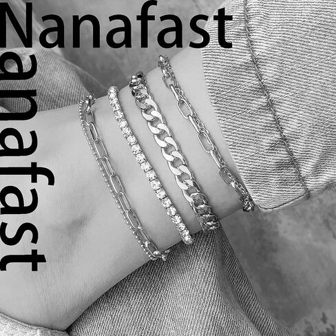 Nanafast 4-6PCS مجموعة أساور الكاحل للنساء الذهب بوهو شاطئ خلخال سلسلة قابل للتعديل مجوهرات للقدم للفتيات أسلوب بسيط للغاية in Saudi Arabia