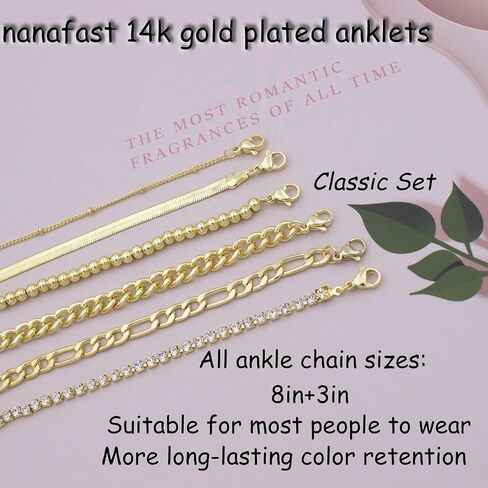 Nanafast 4-6PCS مجموعة أساور الكاحل للنساء الذهب بوهو شاطئ خلخال سلسلة قابل للتعديل مجوهرات للقدم للفتيات أسلوب بسيط للغاية in Saudi Arabia