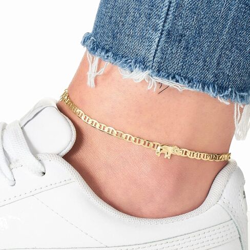 Barzel 18K Gold Plated Flat Marina Elephant Anklet For Women- Made In Brazil in Kuwait
