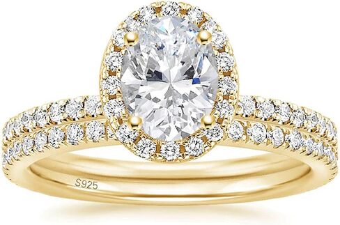 EAMTI 1.5CT 925 Sterling Silver Cubic Zirconia Bridal Rings Sets Oval Cut CZ Engagement Rings Wedding Band For Women Size 3-13 in Kuwait