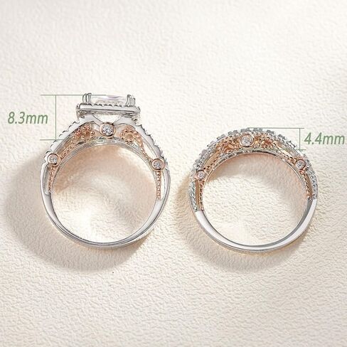 Wuziwen 4Ct Engagement Ring for Women Sterling Silver Cubic Zirconia Wedding Band Bridal Set in Saudi Arabia