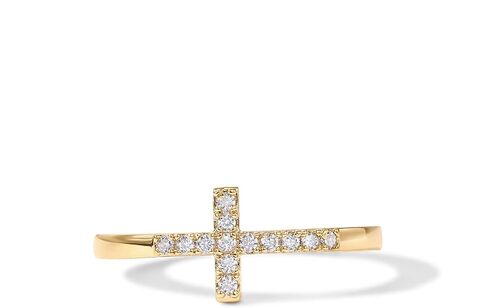 PAVOI 14K Gold Plated CZ Cross Ring | Eternity Promise Ring for Her | Infinity Wedding Band Ring in Saudi Arabia