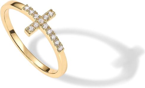 PAVOI 14K Gold Plated CZ Cross Ring | Eternity Promise Ring for Her | Infinity Wedding Band Ring in Saudi Arabia