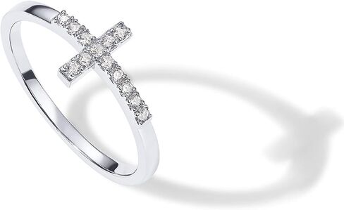 PAVOI 14K Gold Plated CZ Cross Ring | Eternity Promise Ring for Her | Infinity Wedding Band Ring in Saudi Arabia