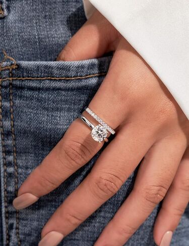 IMOLOVE Moissanite Solitaire Engagement Ring for Women, Women's Engagement Rings Moissanite Promise Rings 1CT D Color VVS1 Clarity Wedding band 925 Sterling Silver with 18K Gold Plated in Saudi Arabia