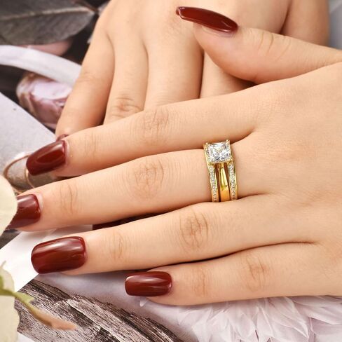 Wuziwen Princess Bridal Ring Set for Women Wedding Band Guard Enhancers CZ Sterling Silver Size 4-13 in Saudi Arabia
