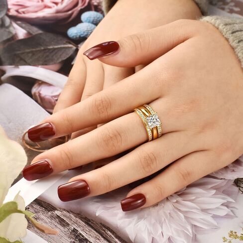 Wuziwen Princess Bridal Ring Set for Women Wedding Band Guard Enhancers CZ Sterling Silver Size 4-13 in Saudi Arabia