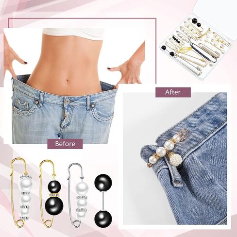 17 Pieces Pearl Brooch Pins Sweater Shawl Clips Faux Pearl Rhinestones Collar Safety Pin for Women Girls Clothing Dresses Decoration Accessories in Kuwait