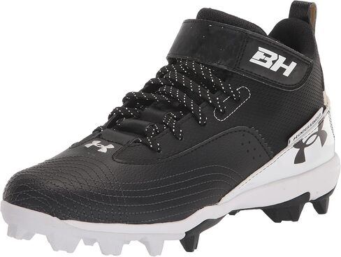 Under Armour Men's Harper 7 Mid Rubber Molded Baseball Cleat Shoe, (001) Black/White/Black, 10 in Saudi Arabia