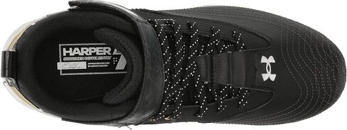 Under Armour Men's Harper 7 Mid Rubber Molded Baseball Cleat Shoe, (001) Black/White/Black, 6.5 in Saudi Arabia