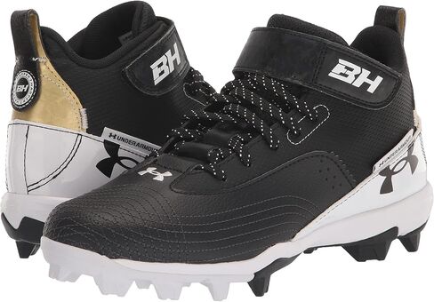 Under Armour Men's Harper 7 Mid Rubber Molded Baseball Cleat Shoe, (001) Black/White/Black, 6.5 in Saudi Arabia