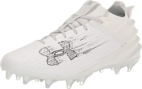 Under Armour Men's Blur Smoke 2.0 Molded Cleat Football Shoe, (101) White/White/Metallic Silver, 13.5 in Saudi Arabia