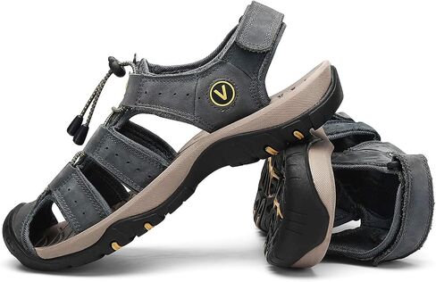 FLARUT Men's Sport Sandals Outdoor Hiking Sandals Closed Toe Leather Athletic Lightweight Trail Walking Casual Sandals Water Shoes in Saudi Arabia