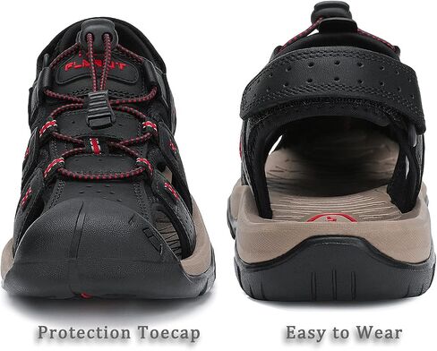 FLARUT Men's Sport Sandals Outdoor Hiking Sandals Closed Toe Leather Athletic Lightweight Trail Walking Casual Sandals Water Shoes in Kuwait