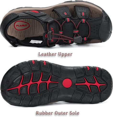 FLARUT Men's Sport Sandals Outdoor Hiking Sandals Closed Toe Leather Athletic Lightweight Trail Walking Casual Sandals Water Shoes in Kuwait