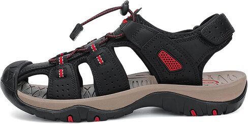 FLARUT Men's Sport Sandals Outdoor Hiking Sandals Closed Toe Leather Athletic Lightweight Trail Walking Casual Sandals Water Shoes in Kuwait