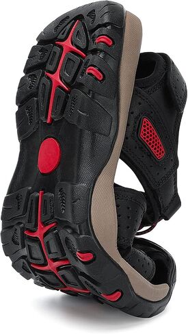 FLARUT Men's Sport Sandals Outdoor Hiking Sandals Closed Toe Leather Athletic Lightweight Trail Walking Casual Sandals Water Shoes in Kuwait