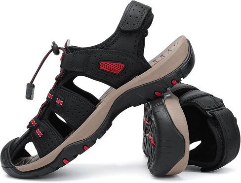 FLARUT Men's Sport Sandals Outdoor Hiking Sandals Closed Toe Leather Athletic Lightweight Trail Walking Casual Sandals Water Shoes in Kuwait