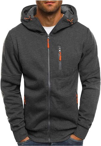 Kroivil Men Hoodies Casual Hoodies for Men with Zip Pockets Full Zip Long Sleeve Sweatshirt Sports Hooded Jacket in Saudi Arabia