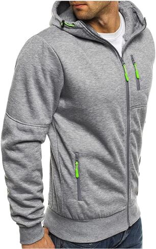 Kroivil Men Hoodies Casual Hoodies for Men with Zip Pockets Full Zip Long Sleeve Sweatshirt Sports Hooded Jacket in Saudi Arabia