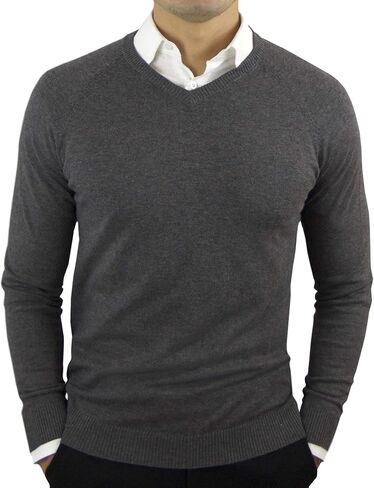 CC Perfect Slim Fit V Neck Sweaters for Men | Lightweight Breathable Mens Sweater | Soft Fitted V-Neck Pullover for Men in Kuwait