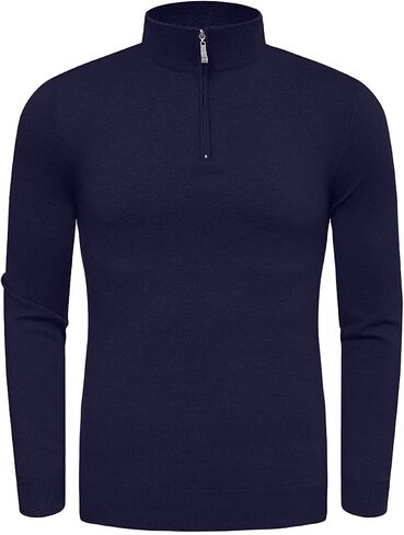 Aiyino Men's Quarter Zip Up Long Sleeve Sweaters Slim Fit Lightweight Mock Neck Pullover Casual Polo Sweater in Saudi Arabia