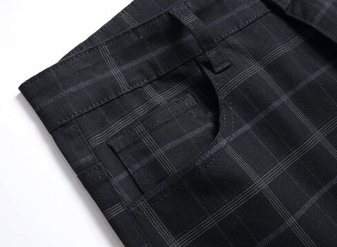 JE&NS Men's Stretch Slim Fit Flat-Front Casual Skinny Chinos Plaid Dress Pants in Kuwait