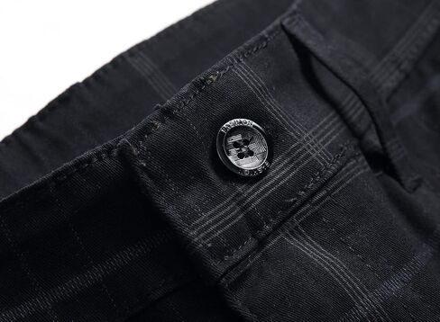 JE&NS Men's Stretch Slim Fit Flat-Front Casual Skinny Chinos Plaid Dress Pants in Kuwait