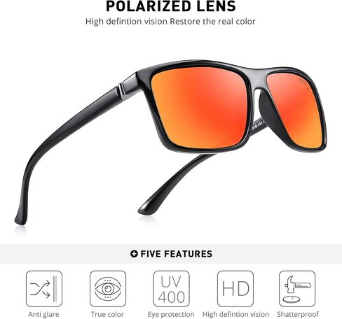 MERRY'S Rectangular Polarized Sports Sunglasses for Men Women Cycling Driving Fishing UV400 Protection S8225 in Kuwait