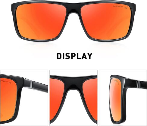 MERRY'S Rectangular Polarized Sports Sunglasses for Men Women Cycling Driving Fishing UV400 Protection S8225 in Kuwait
