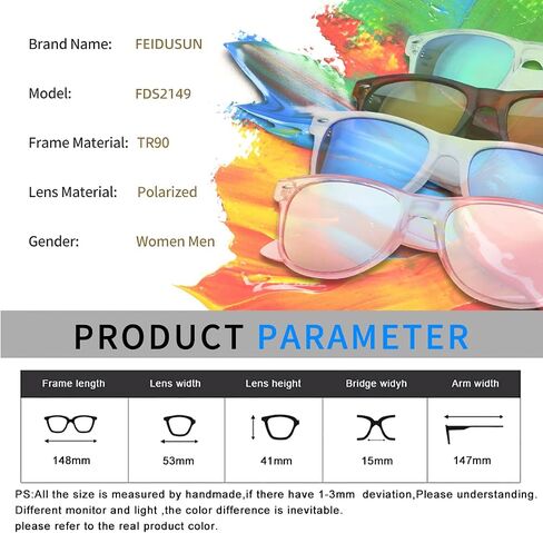 FEIDUSUN Sunglasses Men Polarized Sunglasses for Mens and Womens,Black Retro Sun Glasses Driving Fishing UV Protection in Kuwait