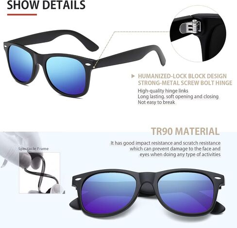 FEIDUSUN Sunglasses Men Polarized Sunglasses for Mens and Womens,Black Retro Sun Glasses Driving Fishing UV Protection in Kuwait