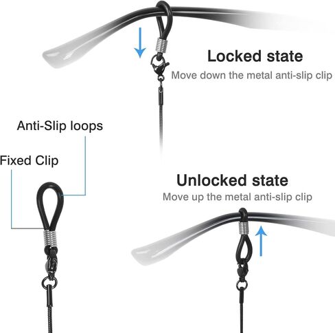 سلسلة نظارات OCR، سلسلة حبل لأقنعة الوجه، سلاسل نظارات شمسية أنيقة، حزام نظارات، سلسلة تثبيت نظارات أنيقة للنساء (أسود) in Kuwait