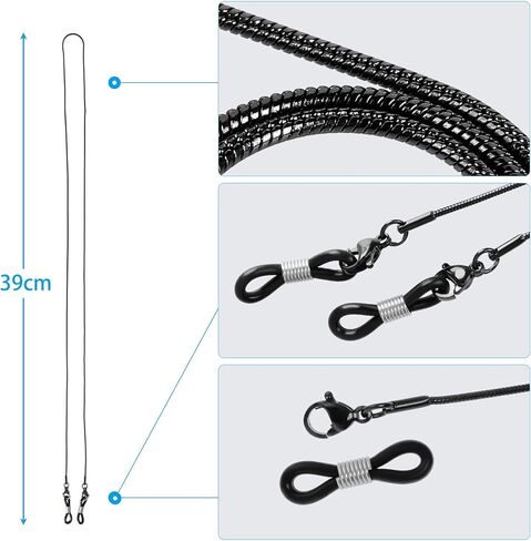 سلسلة نظارات OCR، سلسلة حبل لأقنعة الوجه، سلاسل نظارات شمسية أنيقة، حزام نظارات، سلسلة تثبيت نظارات أنيقة للنساء (أسود) in Kuwait