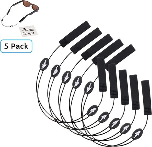 Adjustable Eyeglass Strap (Shark Style) - No Tail Sunglass Strap - Eyewear String Holder - With Bonus Glasses Cleaning Cloth in Kuwait